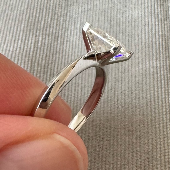 2ct Princess Cut Moissanite White Gold Plated Over Sterling Silver Ring - Picture 4 of 8